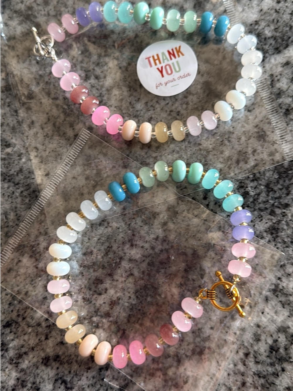Pastel Multi-Color Beaded Toggle Bracelet